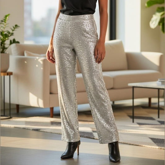 MSK Silver Sequin Women's Pants