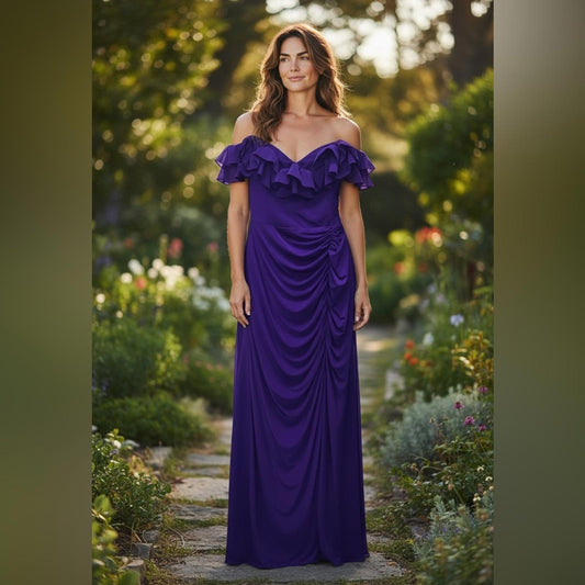 Xscape Strapless Purple Ruffle Dress