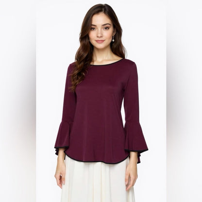 Sam & Jess Elegant Burgundy Bell Sleeve Top