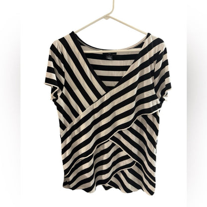 Pre-Love Verve Ami Black and White Diagonal Striped Blouse
