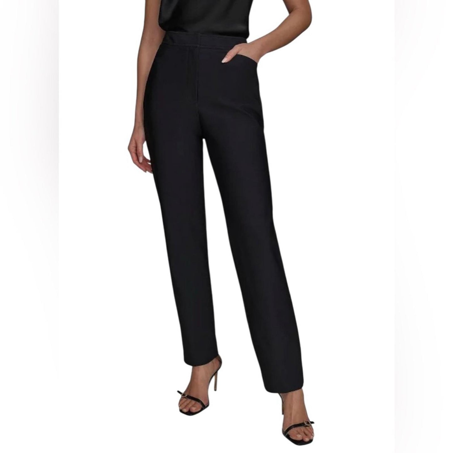 Donna Karan Midnight Black women’s high-rise straight legged pants