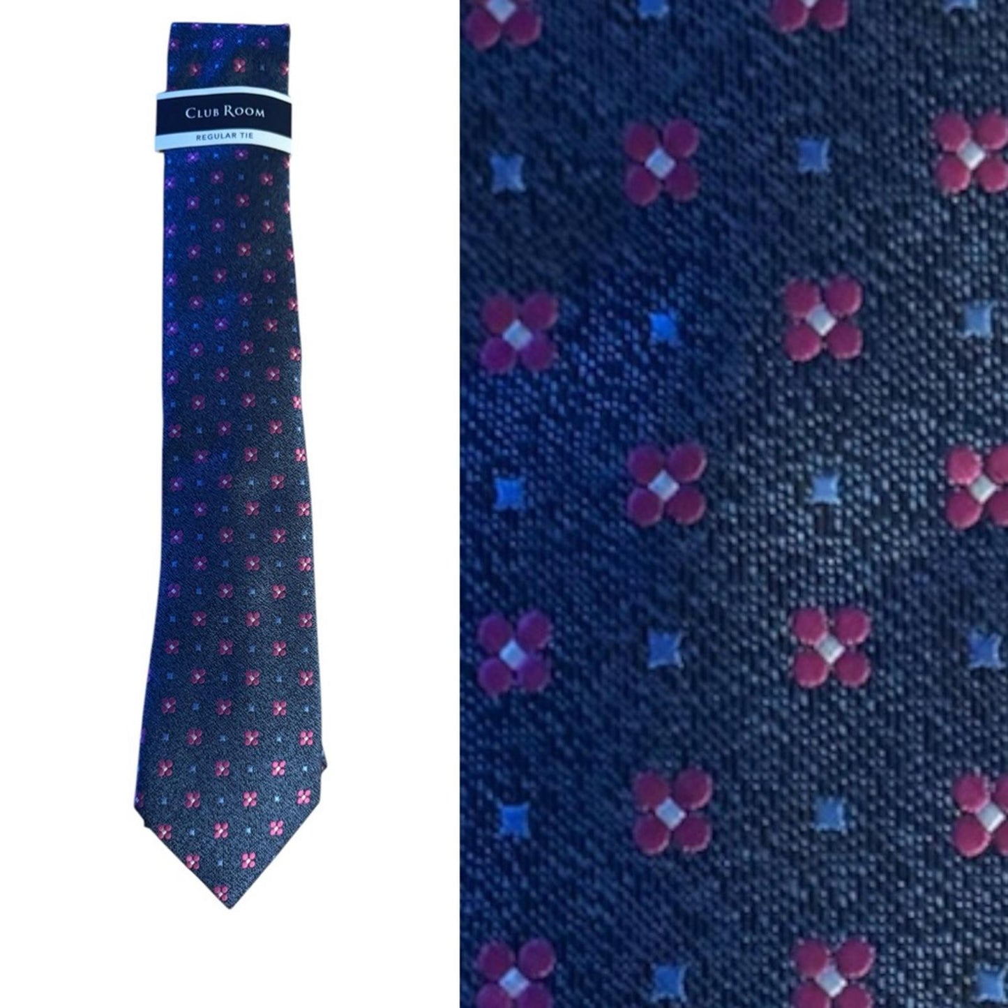 Club Room Navy and Pink Floral Men's Tie