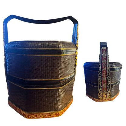 Vintage Elegant Brown Woven Storage Basket