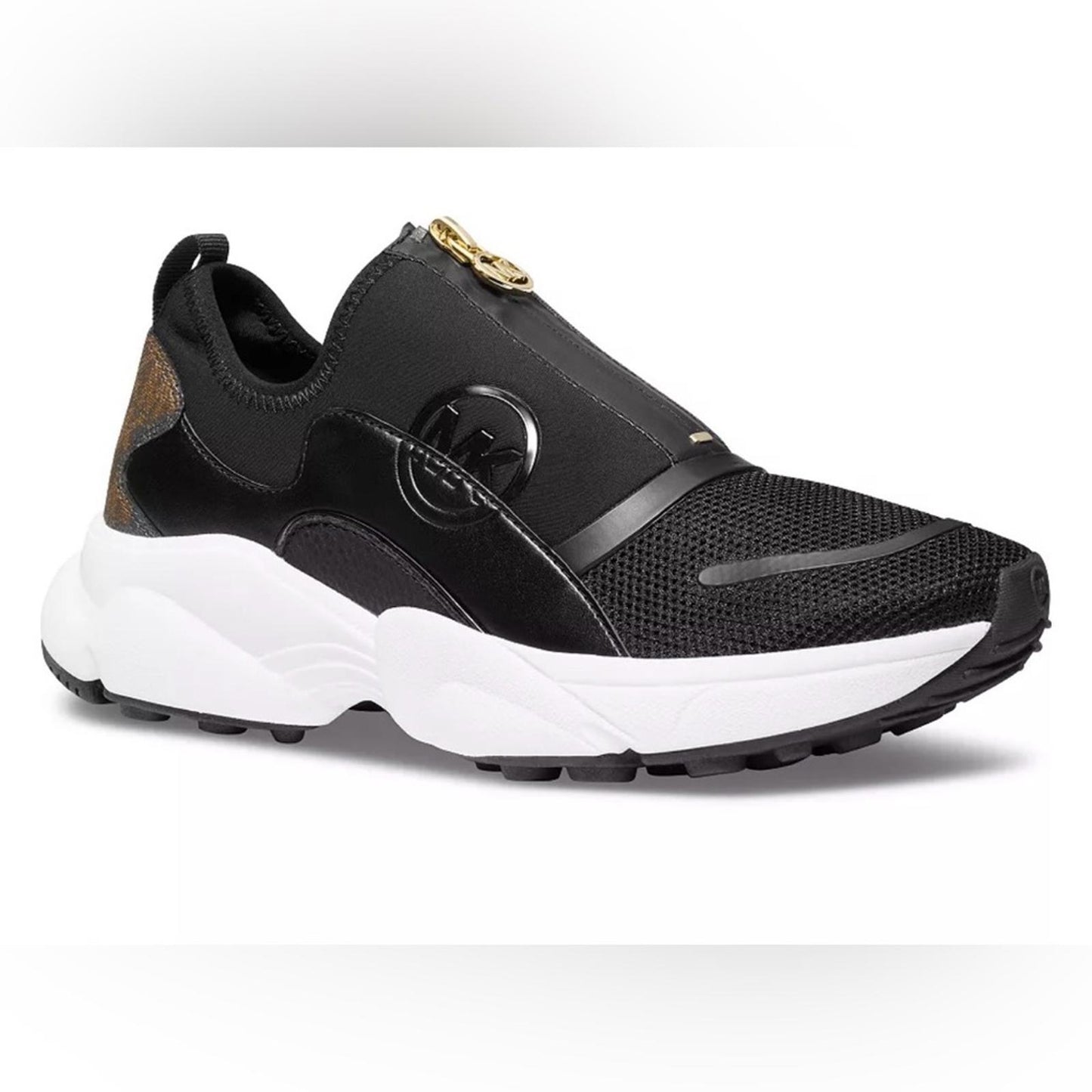 Michael Michael Kors Black and Brown Sami Trainer Wedge Sneakers