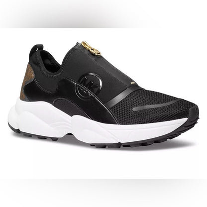 Michael Michael Kors Black and Brown Sami Trainer Wedge Sneakers