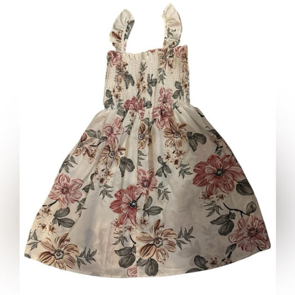 PatPat Floral Girls Dress in Cream and Pink