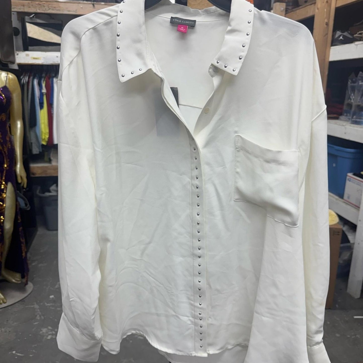 Vince Camuto White Studded Women's Top