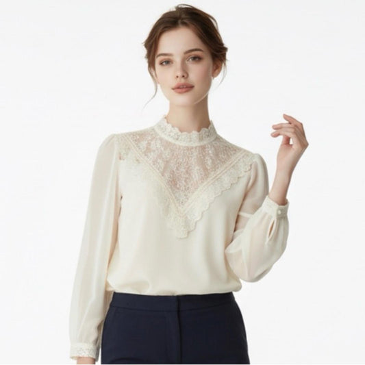 Pre-Love Chic Cream Lace Blouse