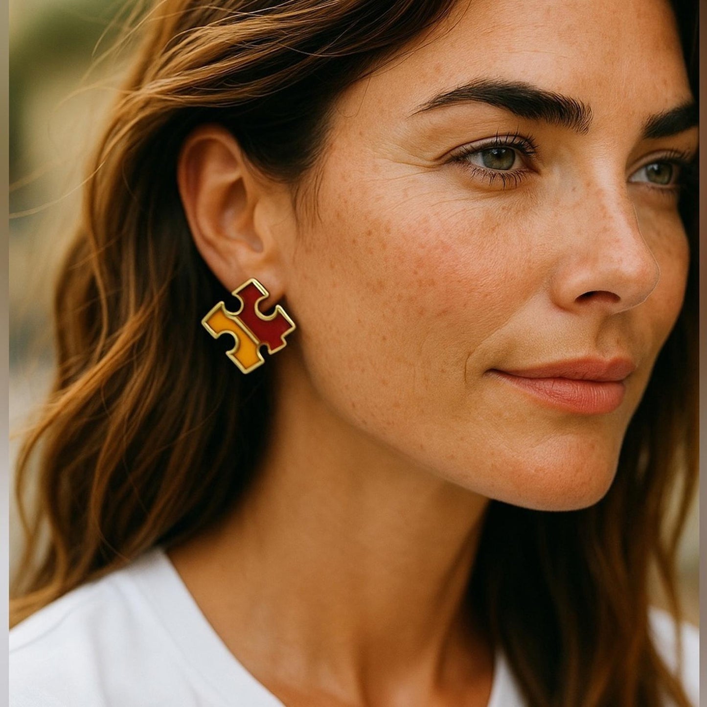 Tory Burch Red and Yellow Puzzle Earrings