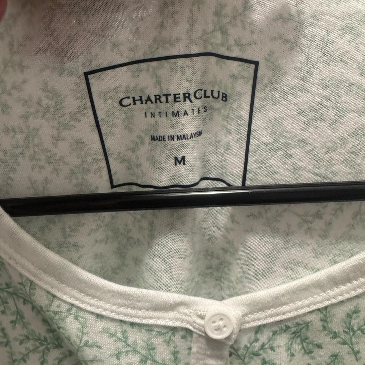 Charter club intimate floral Mint Green Women's Button-Up pj Top