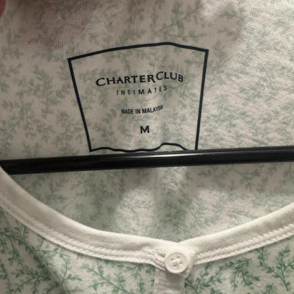 Charter club intimate floral Mint Green Women's Button-Up pj Top
