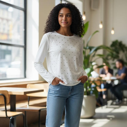 DKNY Elegant White Studded Women's Top