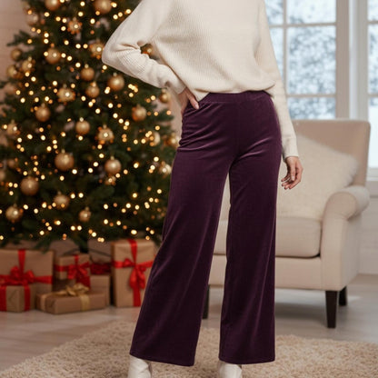 Vince Camuto Deep Purple Velvet Wide Leg Pants