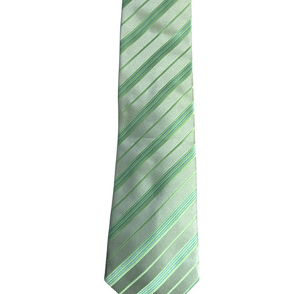 Laurant Bennet Milano Elegant Green Striped Men's Tie