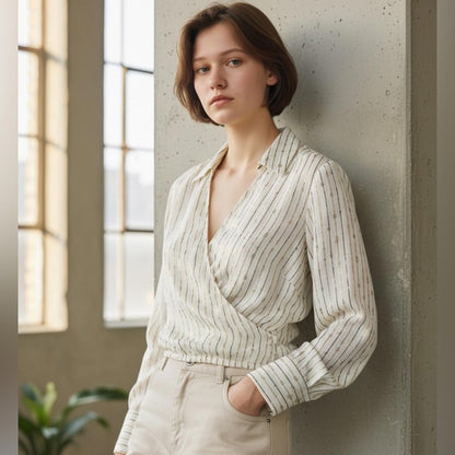 Vince Camuto Striped Cream Blouse