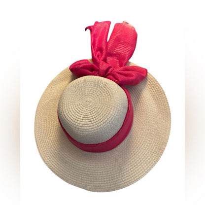 Elegant Tan Sun Hat with pink Accent