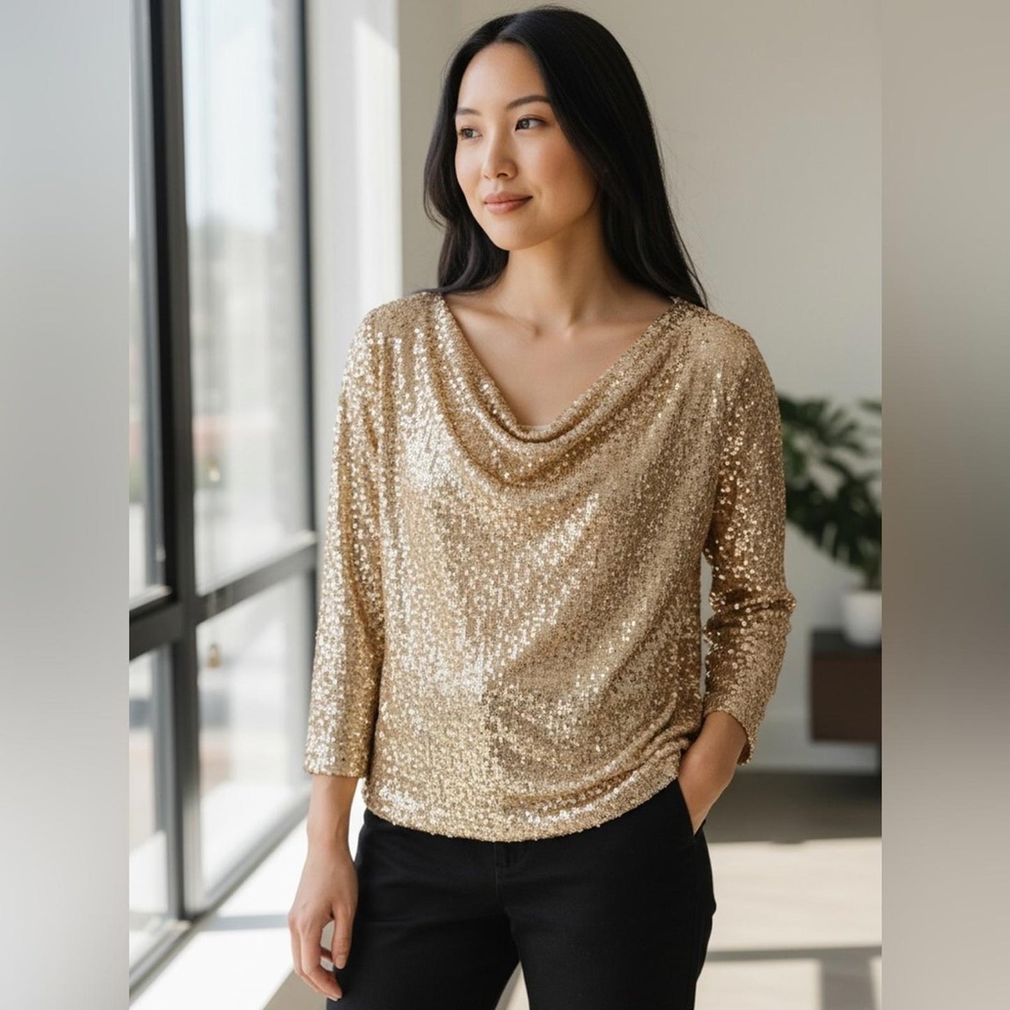Vince Camuto Gold Sequin Top