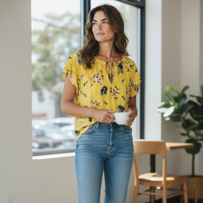 Lauren, Ralph Lauren Yellow Floral Women's Top