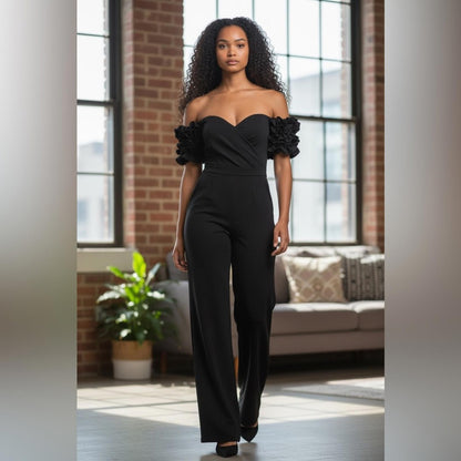 Xscape Elegant Black Off-Shoulder Jumpsuit