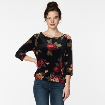 Pre-Love White Stag Black Floral Blouse