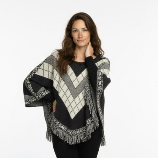 Pre-Love Mossimo Supply Co. Black and Cream Poncho