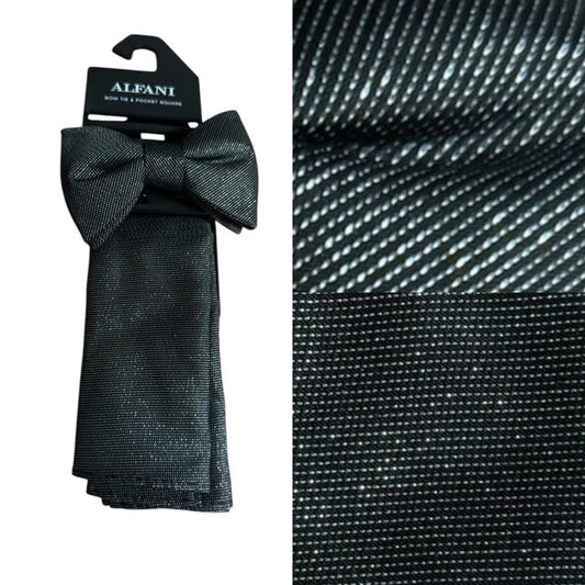Alfani charcoal, gray Bow Tie and Pocket Square Set