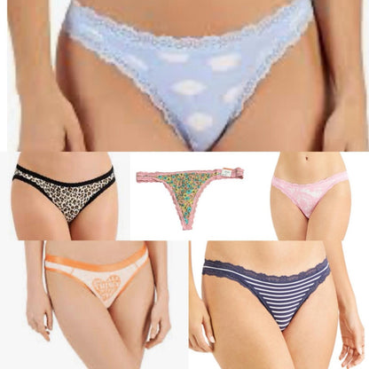 Set/6 Jenni Colorful Women's Thong Panty Set