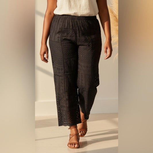 Lucky Brand Black Eyelet Wide Leg Pants