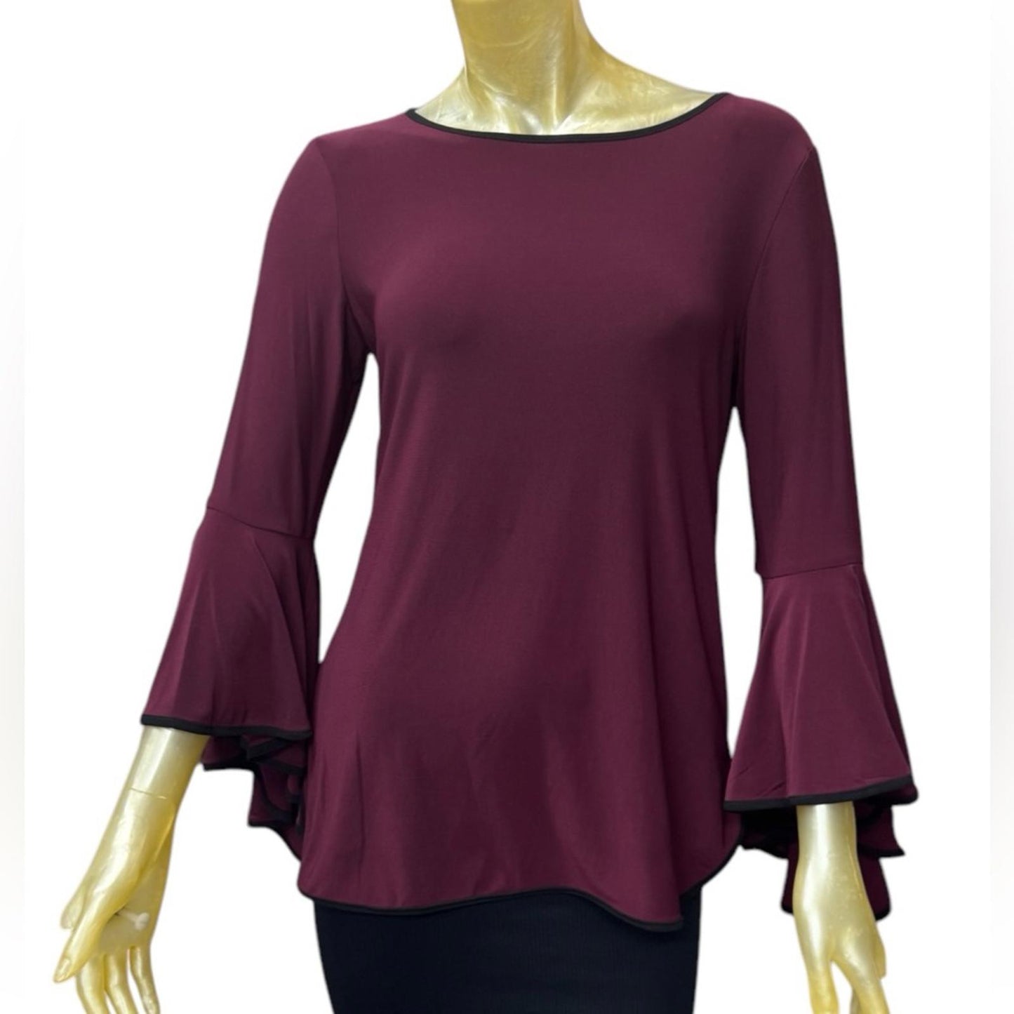 Sam & Jess Elegant Burgundy Bell Sleeve Top