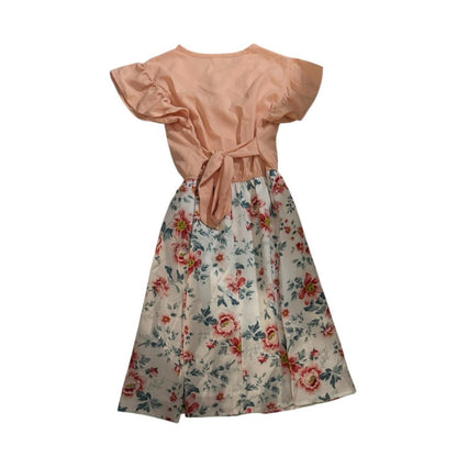 Floral Peach and White Girls Dress