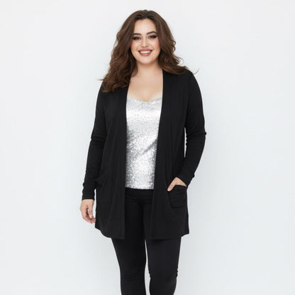 Ideology Women's Black Open Cardigan