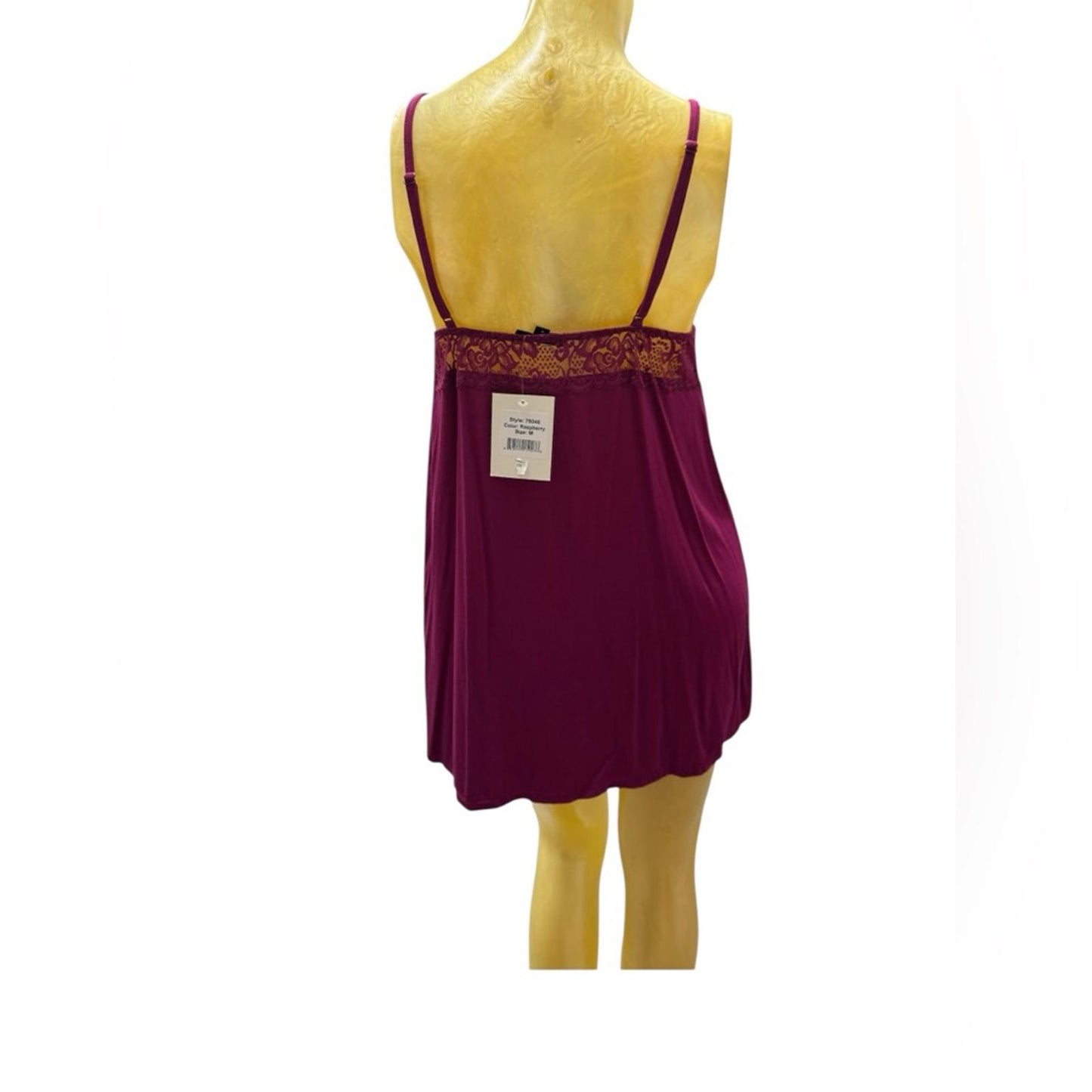 iCollection Elegant Lace Trim raspberry Nightgown