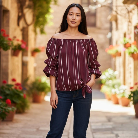 Vince Camuto Striped Off-Shoulder Blouse