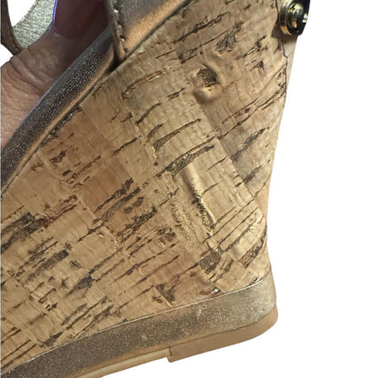Pre-Love Lilly Pulitzer, Elegant Gold Wedge Sandals
