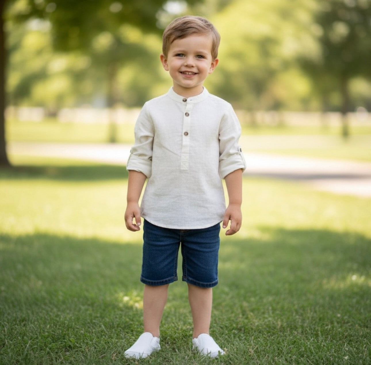 Boys White Button-Up Shirt