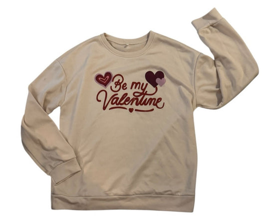 Woman’s Tan  Be My Valentine Cream Sweatshirt
