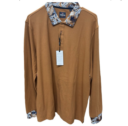 Volcom Brown Casual Button Down Shirt with Patterned Collar