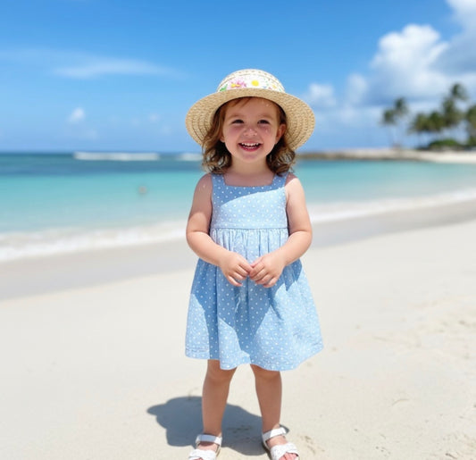 Girls Straw Hat with Floral Band