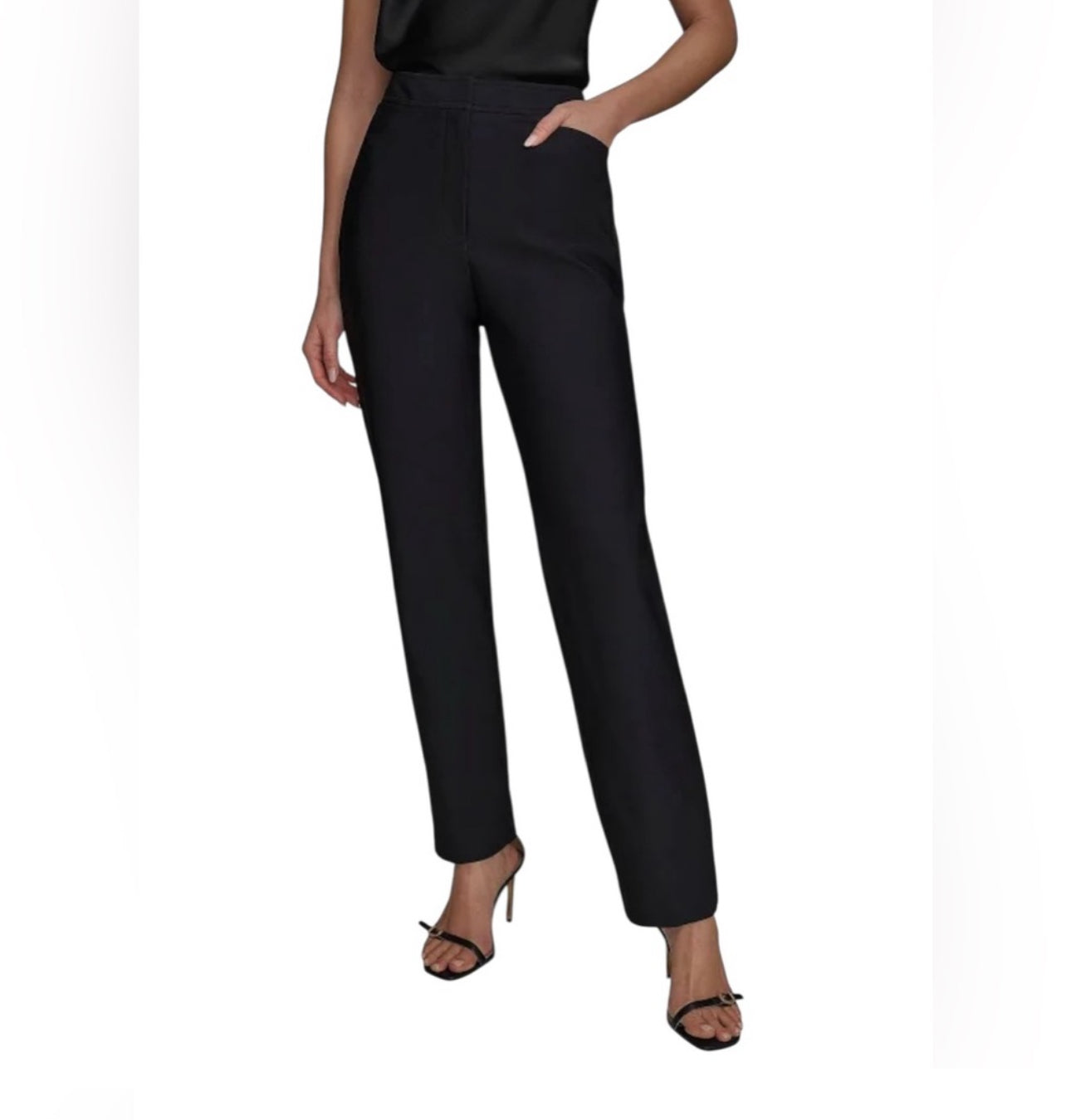 Donna Karan Midnight Black women’s high-rise straight legged pants