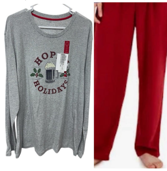 Club Room Gray Holiday Long Sleeve and pant pj set