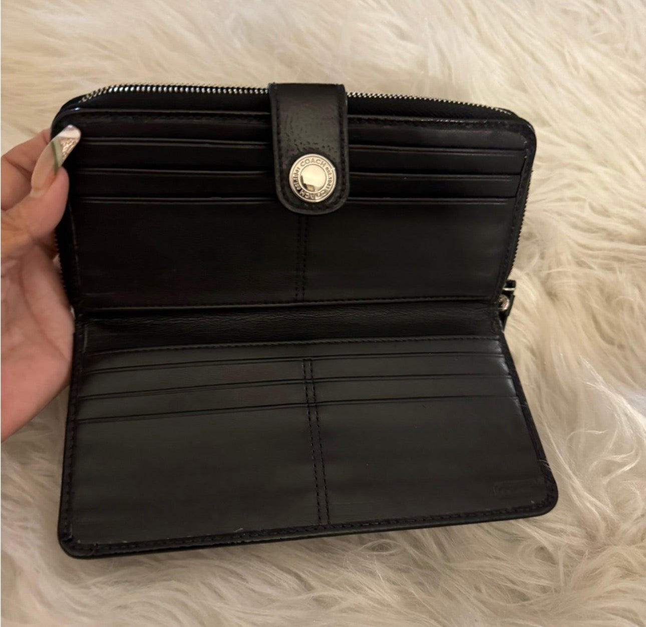 Pre-Love Coach signature tartan plaid shoulder wallet