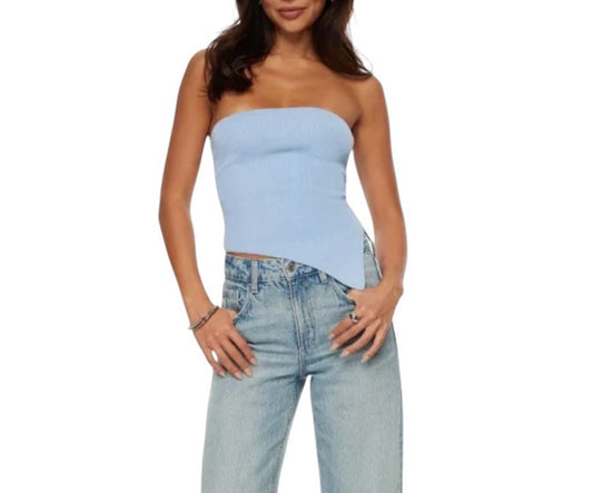 Light Blue Strapless Top