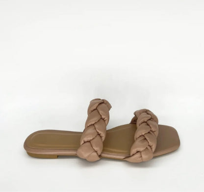 Bamboo-women’s 10 double braided strap slippers