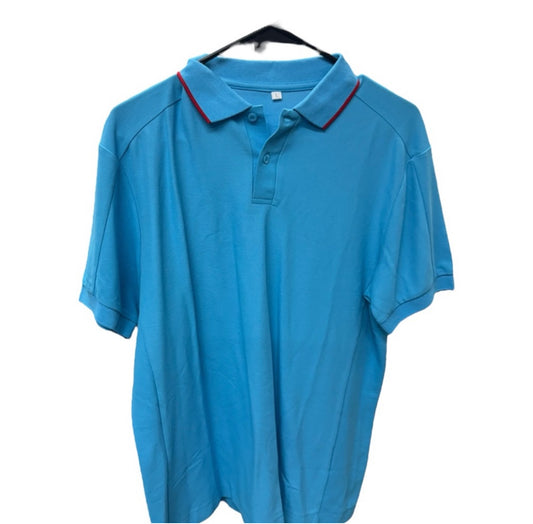 Men Blue Polo Shirt with Red Trim