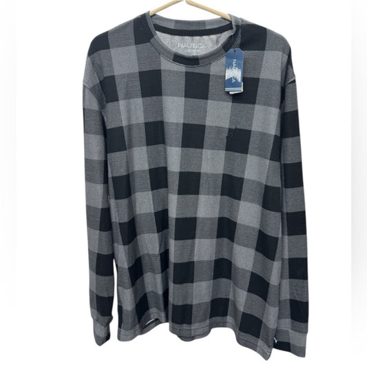 Nautica Men  Plaid Black and Gray Men's PJ Shirt
