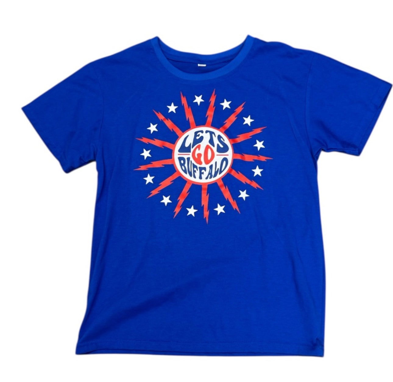 Blue  Shirt with Graphic Print “Lets go Buffalo”