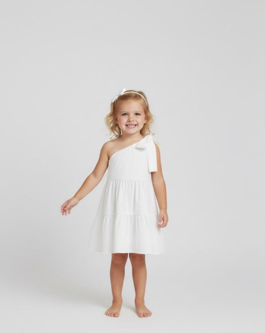 Girls toddler one shoulder, tied cute swinging dress