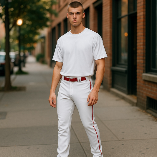 Majestic Baseball Pants Men's White Pants with Red Accents