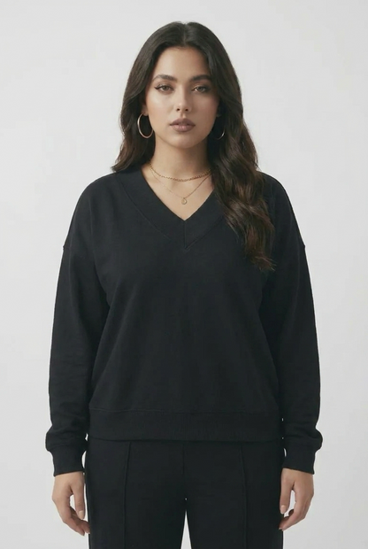 Ideology Black V-Neck Long Sleeve Pullover Sweater