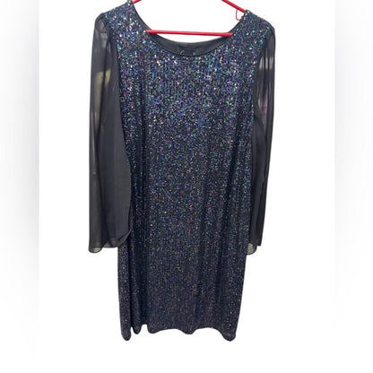 Connected Apparel Black Sequin Midi Dress